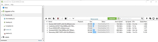 uTorrent antarmuka pengguna