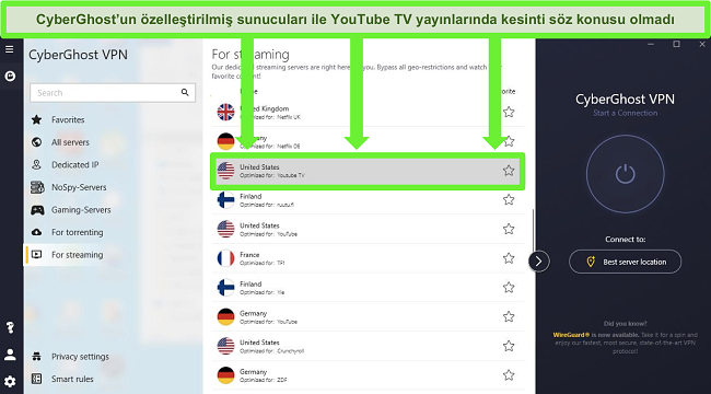 youtube tv cyberghost i&ccedil;in optimize edilmiş akış sunucusu i&ccedil;in kullanılacak en iyi vpn'ler