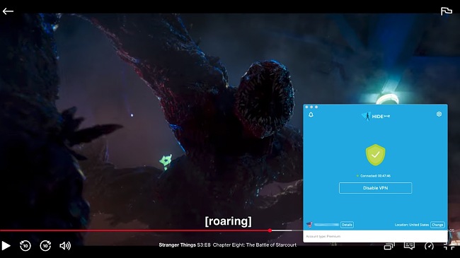 Скриншот сайта close.me во время трансляции &laquo;Очень странных дел&raquo; на Netflix