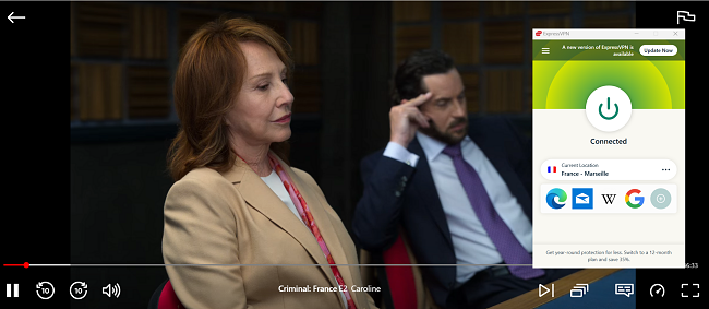 Capture d'&eacute;cran de Criminal&nbsp;:&nbsp;France jou&eacute; sur Netflix en &eacute;tant connect&eacute; &agrave; ExpressVPN