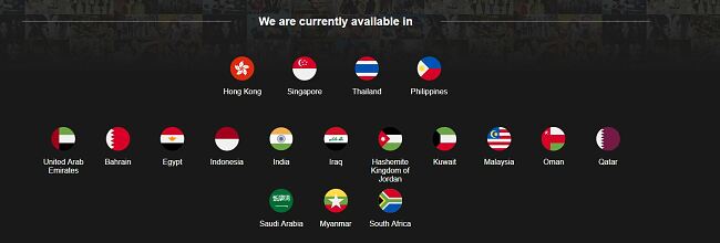 Captura de pantalla de los pa&iacute;ses admitidos por Viki