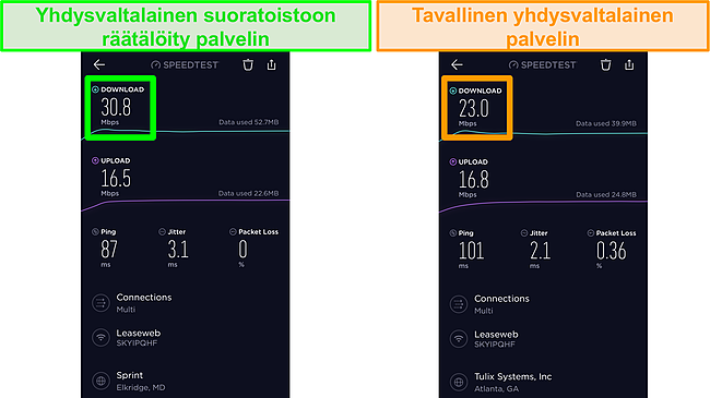 N&auml;ytt&ouml;kuva Ookla iOS -nopeustesteist&auml;