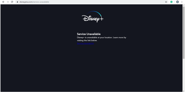 mensagem de erro do servi&ccedil;o disney plus indispon&iacute;vel