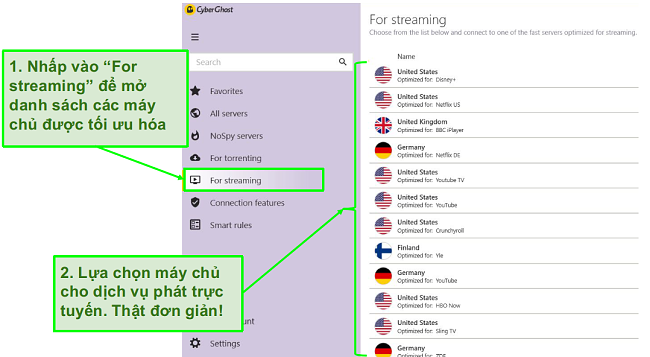 Ảnh chụp m&agrave;n h&igrave;nh của CyberGhost VPN