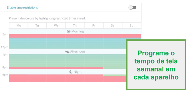 Crie uma programa&ccedil;&atilde;o semanal com Qustodio