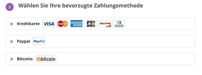 Screenshot zum Erstellen eines PrivateVPN-Kontos mit E-Mail und Passwort