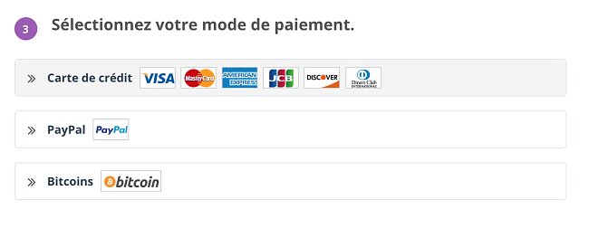 Comment acheter PrivateVPN - choisissez le mode de paiement