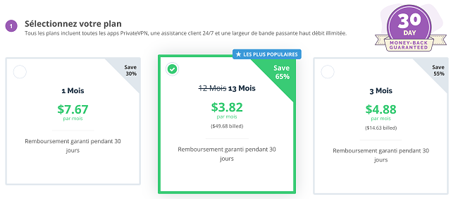 Capture d'&eacute;cran du plan de paiement choosina