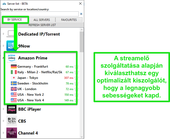 K&eacute;pernyők&eacute;p a streaming szerver be&aacute;ll&iacute;t&aacute;sair&oacute;l a PrivateVPN sz&aacute;m&aacute;ra