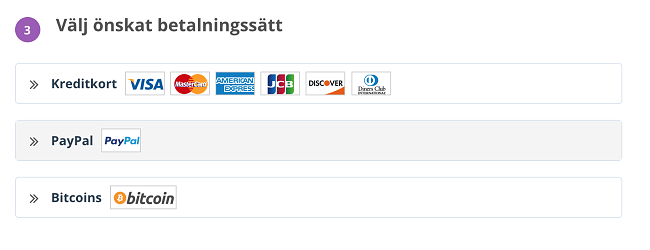 Sk&auml;rmdump f&ouml;r att skapa ett PrivateVPN-konto med e-post och l&ouml;senord