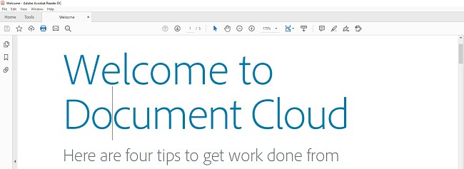 Adobe Reader екран привітання