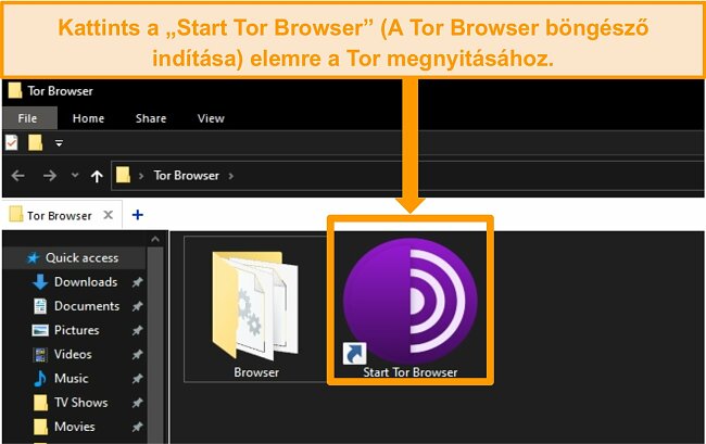 A Tor Browser parancsikonj&aacute;nak k&eacute;pernyők&eacute;pe a telep&iacute;t&eacute;s ut&aacute;n a Windows 10 rendszerre