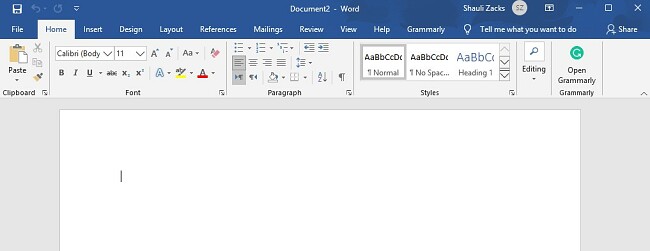 скріншот робочої панелі MS Word