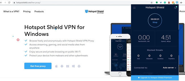 Capture d'&eacute;cran du t&eacute;l&eacute;chargement de l'extension de navigateur Hotspot Shield