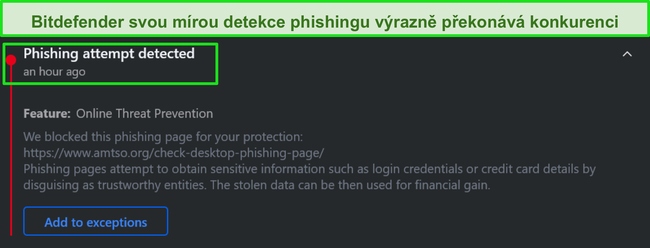 Upozorněn&iacute; na phishing na plo&scaron;e Bitdefender.