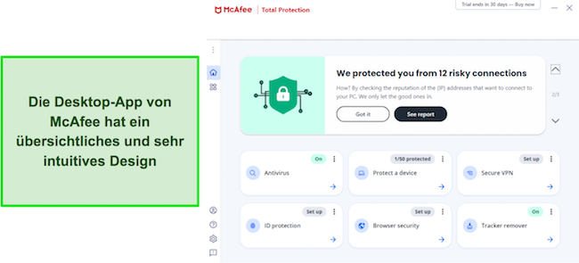 Screenshot der Desktop-Oberfl&auml;che von McAfee
