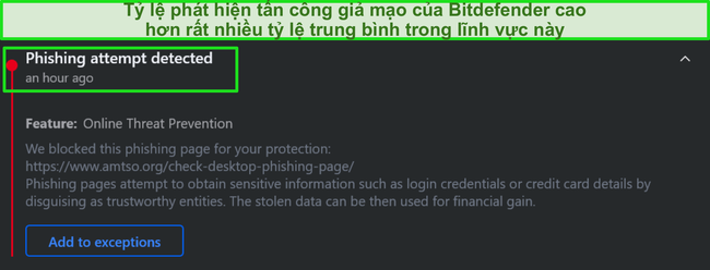 Cảnh b&aacute;o lừa đảo tr&ecirc;n m&aacute;y t&iacute;nh để b&agrave;n Bitdefender.