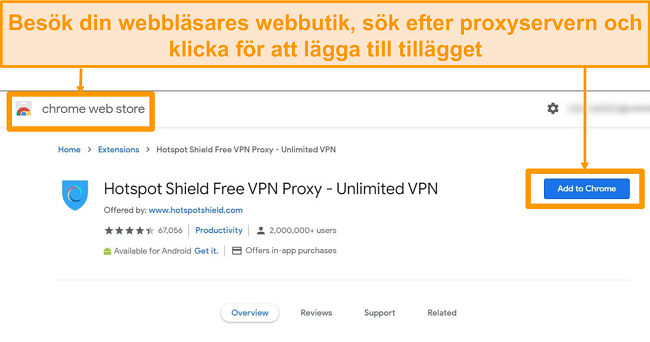 Sk&auml;rmdump av nedladdning av Hotspot Shield gratis proxy-webbl&auml;sare