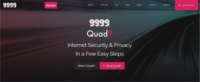 Screenshot of Quad9 web page.