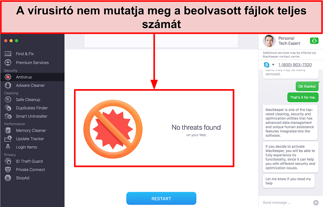 A MacKeeper v&iacute;ruskereső fel&uuml;let&eacute;nek k&eacute;pe