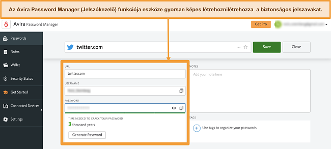 Pillanatk&eacute;p a Mac-en fut&oacute; Avira Password Manager-ről