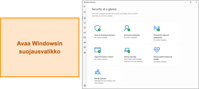 Kuvakaappaus Windowsin suojauksen p&auml;&auml;valikosta