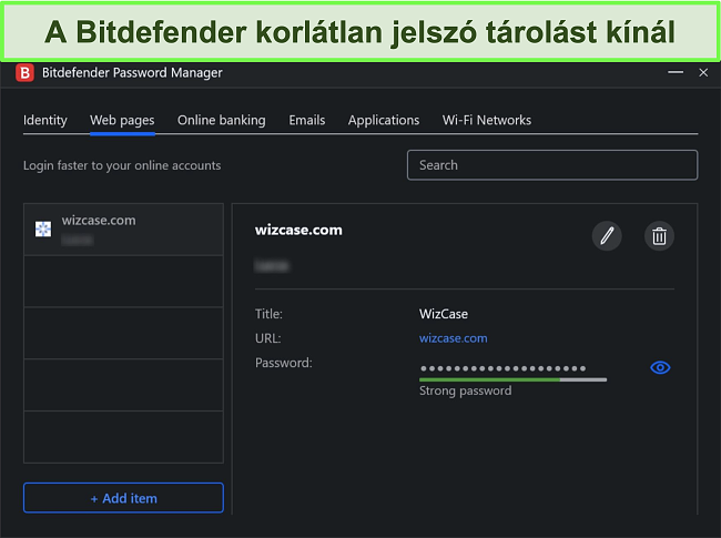 Pillanatk&eacute;p a Bitdefender jelsz&oacute;kezelőj&eacute;ről.