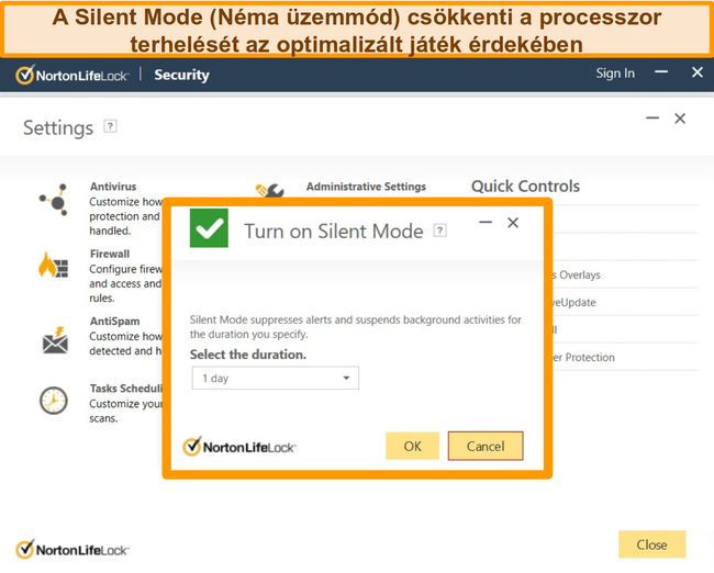 Pillanatk&eacute;p a Norton n&eacute;ma m&oacute;dj&aacute;nak bekapcsol&aacute;s&aacute;r&oacute;l.
