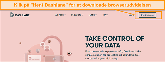 Sk&aelig;rmbillede af Dashlane downloadlink.