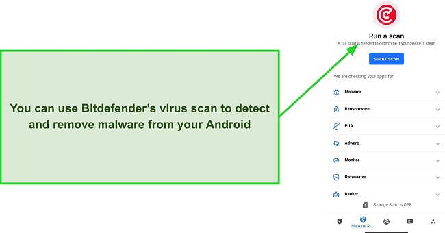 Screenshot of Bitdefender Mobile Security's virus scan