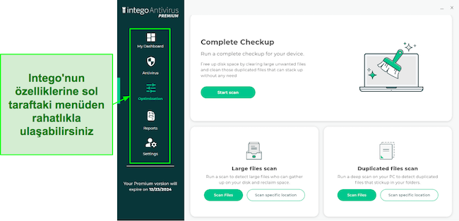 Intego'nun başlangı&ccedil; seviyesi dostu Windows uygulama aray&uuml;z&uuml;n&uuml;n ekran g&ouml;r&uuml;nt&uuml;s&uuml;