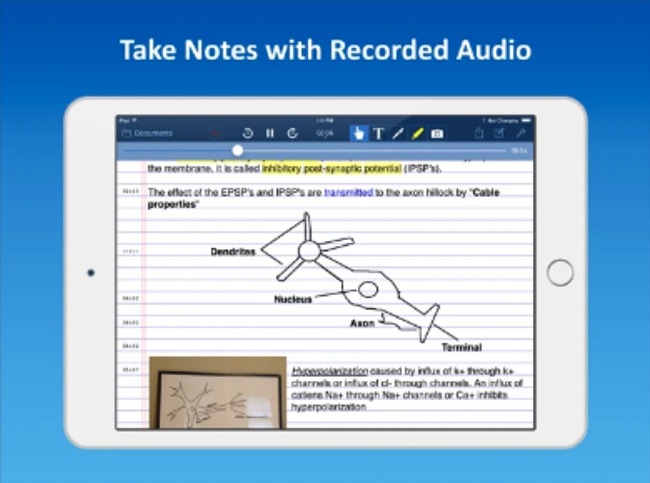 Screenshots from the AudioNote App