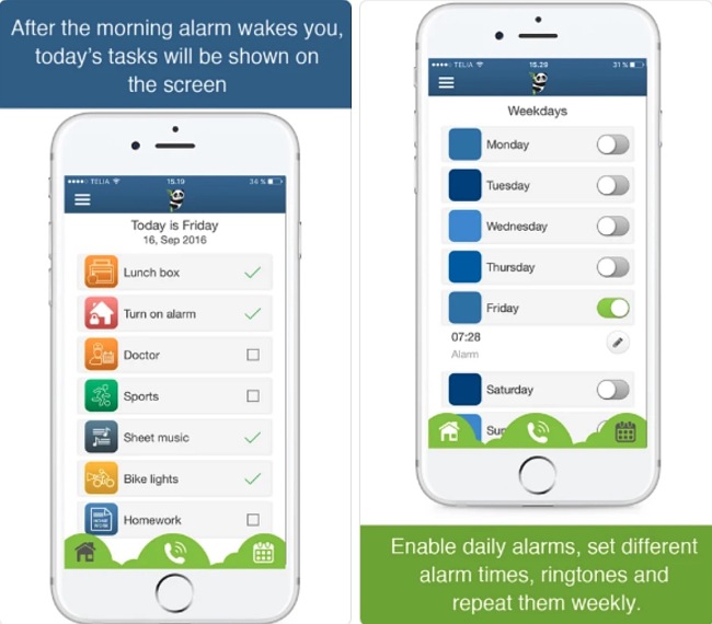 Screenshots from the Bear In Mind App