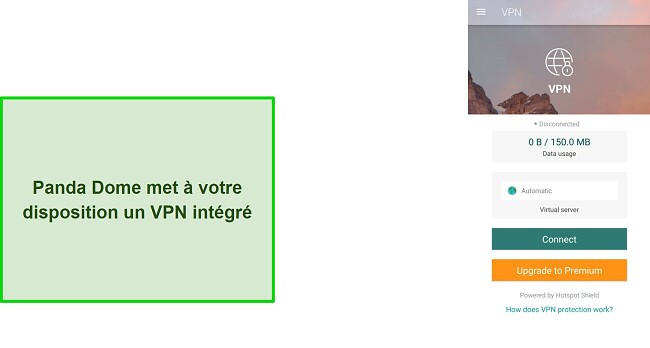 Capture d'&eacute;cran du VPN int&eacute;gr&eacute; de Panda Dome