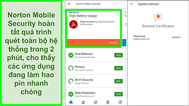 Ảnh chụp m&agrave;n h&igrave;nh qu&eacute;t tr&ecirc;n Android bằng Norton Mobile Security