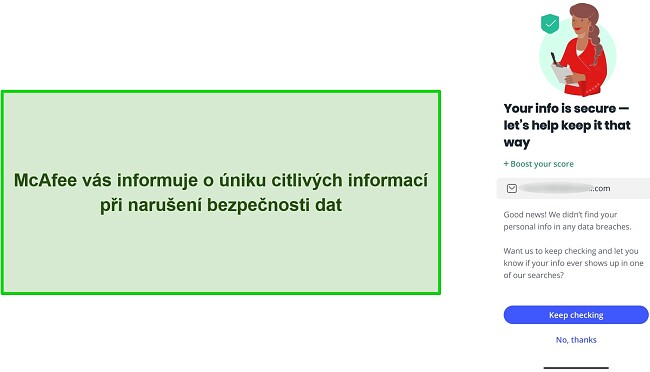Sn&iacute;mek obrazovky n&aacute;stroje pro kontrolu naru&scaron;en&iacute; dat společnosti McAfee