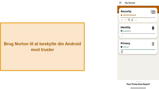 Sk&aelig;rmbillede af Norton Mobile Security initialisering for f&oslash;rste gang
