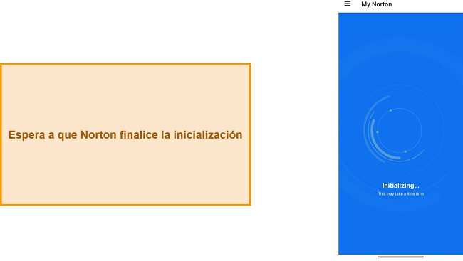 Captura de pantalla de la inicializaci&oacute;n de Norton Mobile Security por primera vez