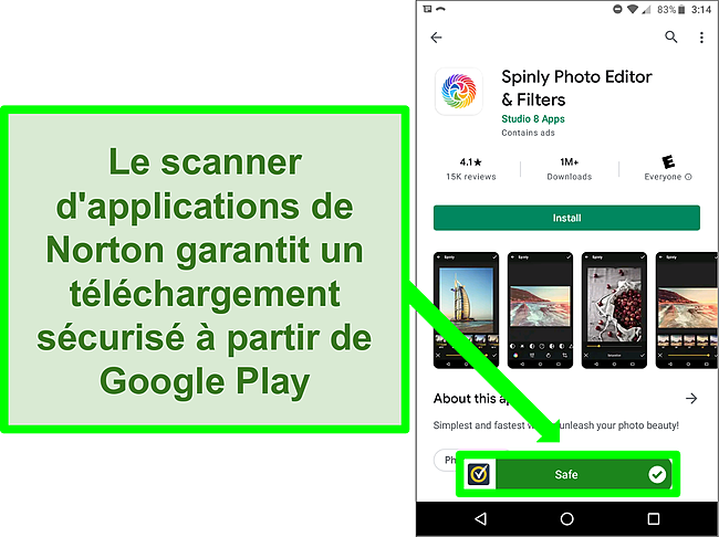 Capture d'&eacute;cran d'une application du Google Play Store signal&eacute;e comme 