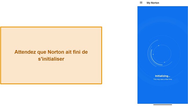 Capture d'&eacute;cran de la premi&egrave;re initialisation de Norton Mobile Security