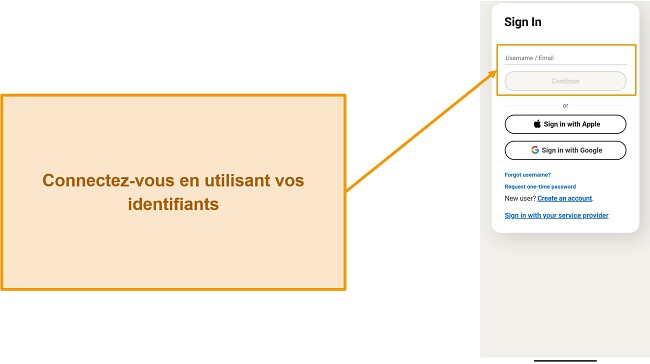 Capture d'&eacute;cran de la page de connexion de Norton Mobile Security