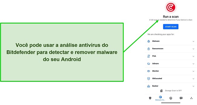 Captura de tela da verifica&ccedil;&atilde;o de v&iacute;rus do Bitdefender Mobile Security