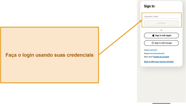 Captura de tela da p&aacute;gina de login do Norton Mobile Security