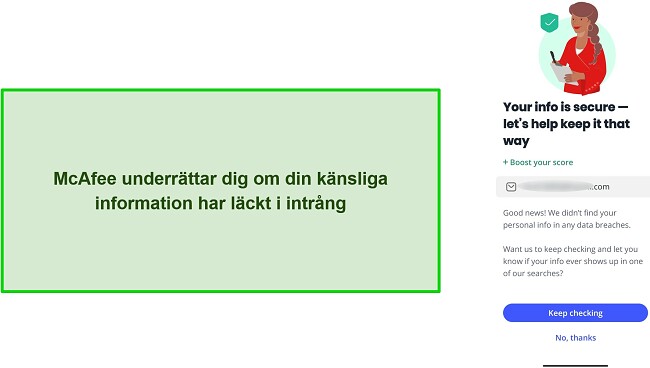 Sk&auml;rmdump av McAfees kontroll av dataintr&aring;ng