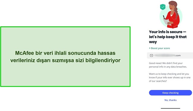 McAfee'nin veri ihlali denetleyicisinin ekran g&ouml;r&uuml;nt&uuml;s&uuml;