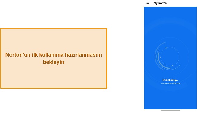 Norton Mobile Security'nin ilk kez başlatılmasının ekran g&ouml;r&uuml;nt&uuml;s&uuml;