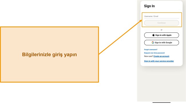 Norton Mobile Security'nin Oturum A&ccedil;ma sayfasının ekran g&ouml;r&uuml;nt&uuml;s&uuml;