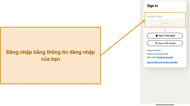 Ảnh chụp m&agrave;n h&igrave;nh trang Đăng nhập của Norton Mobile Security