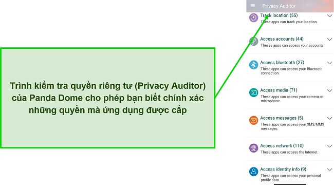 Ảnh chụp m&agrave;n h&igrave;nh hiển thị t&iacute;nh năng Kiểm tra quyền ri&ecirc;ng tư của Panda Dome