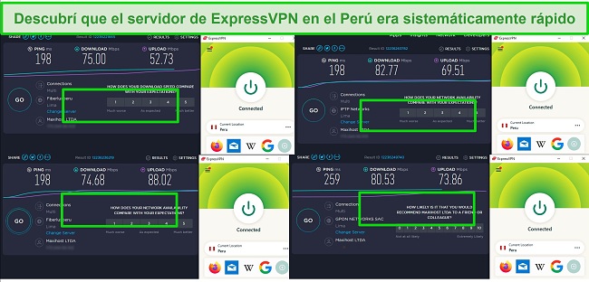 Descubr&iacute; que el servidor de ExpressVPN en el Per&uacute; era sistem&aacute;ticamente r&aacute;pido